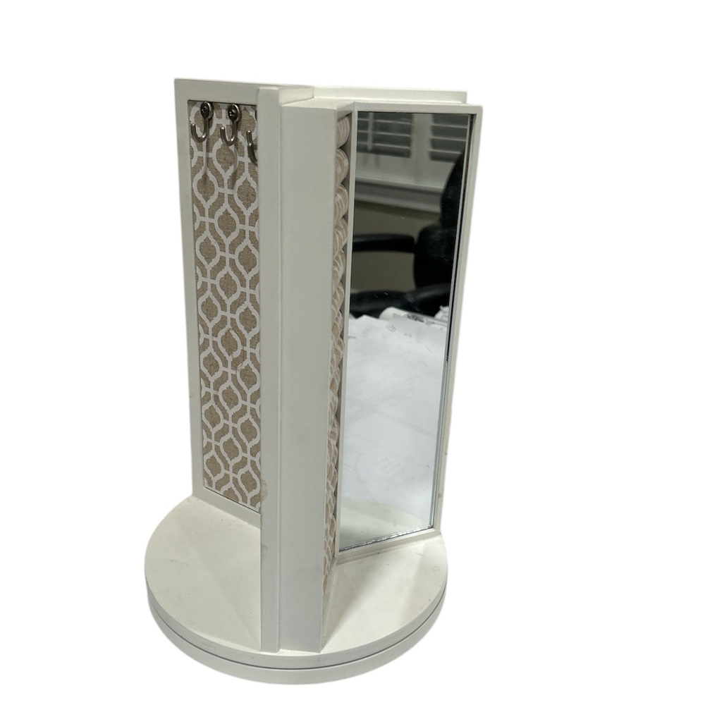 Cynthia Rowley White Rotating Jewelry Organizer With Mirror